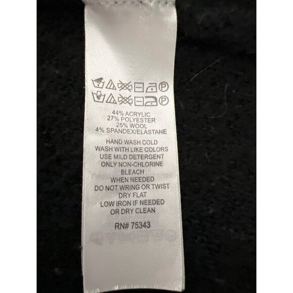 Cynthia Rowley L Black Hooded Duster Cardigan Sweater Blue Southwest print Wool - Picture 4 of 5